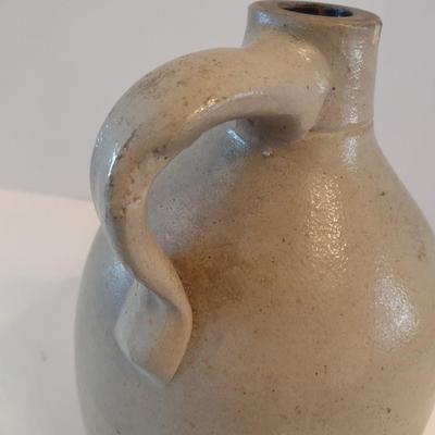 Antique Ottman Bro's & Co. Salt Glaze Pottery Jug with Cobalt Blue Foliate Motif Fort Edward, NY