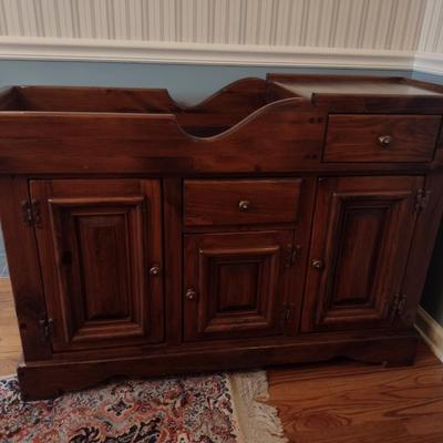 Vintage Walnut Dry Sink Bar Solid Wood Ethan Allen