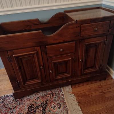 Vintage Walnut Dry Sink Bar Solid Wood Ethan Allen