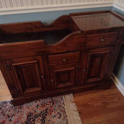 Vintage Walnut Dry Sink Bar Solid Wood Ethan Allen