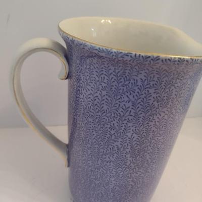 Vintage Spongeware Cluny Pattern Pottery Pitcher W. Bonnell Hanley