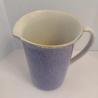 Vintage Spongeware Cluny Pattern Pottery Pitcher W. Bonnell Hanley