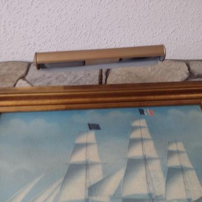 Framed Art Three Mast American Clipper Ship