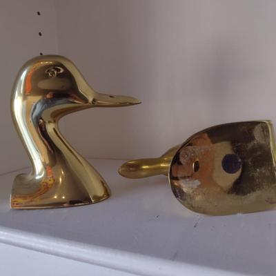 Solid Brass Duck Head Bookends