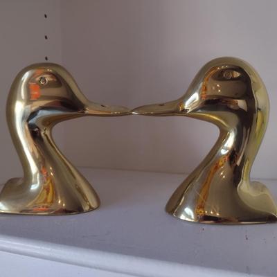 Solid Brass Duck Head Bookends