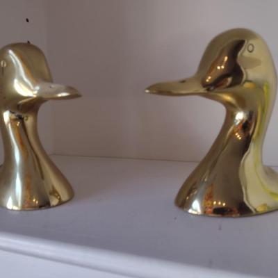 Solid Brass Duck Head Bookends