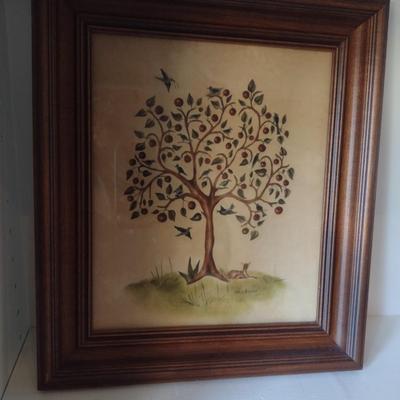 Jean Henry Tree of Life with Birds and Deer Print Framed