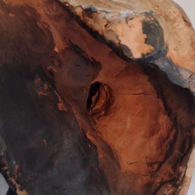 Large Beth Gore Clay Pottery Bust Sculpture of Girl in Bonnett Rodin Inspiration 1981