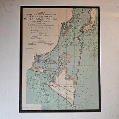 Vintage Chart of Cape Fear River & Port of Wilmington, N.C. (D-JS)