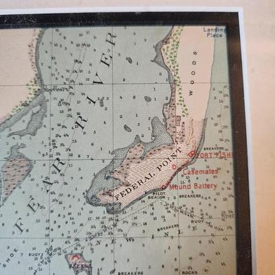 Vintage Chart of Cape Fear River & Port of Wilmington, N.C. (D-JS)