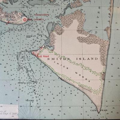 Vintage Chart of Cape Fear River & Port of Wilmington, N.C. (D-JS)