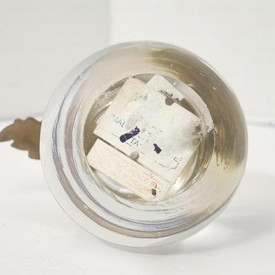 Clear Glass Pear Figurine With Metal Stem Vintage Style Fruit Paperweight Home Decor Accent