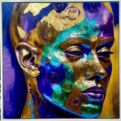 "Gold Mined" - Mixed Media & Gold Leafs on PVC (framed)