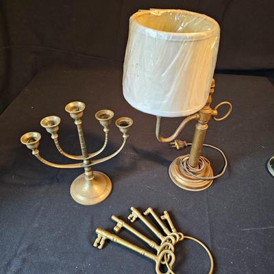 Brass Desk Lamp, Candlesticks & More Items (LR-JS)
