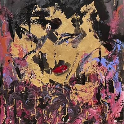 "Perlla" - Acrylic & Gold Leafs on Canvas