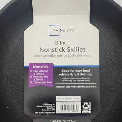 Mainstays 8 Inch Nonstick Skillet Frying Pan Lot of 3 Black Aluminum Cookware Set