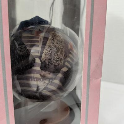 1998 Holiday Barbie 4" Decoupage Ornament With Stand In Original Box