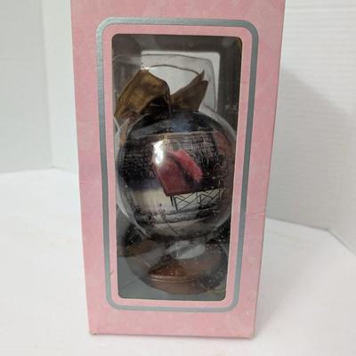 1997 Holiday Barbie 4" Decoupage Ornament With Stand In Original Box