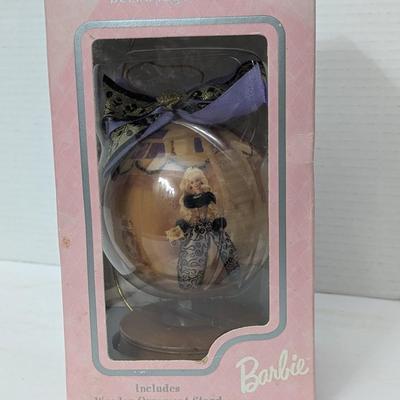 1996 Evening Majesty Barbie 4" Decoupage Ornament With Stand In Box