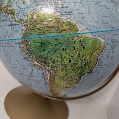 Vintage Replogle Land and Sea Globe Raised Relief Metal Base World Map