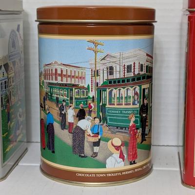 Set of 3 Vintage Hershey’s Classics Tins York Peter Paul & Chocolate Town Trolley