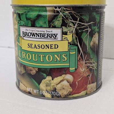 Vintage Brownberry Seasoned Croutons Tin 6 oz Retro Advertising Kitchen Collectible