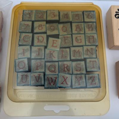 Vintage Rubber Stamp Lot Alphabet Numbers Decorative Letters Crafting Scrapbooking
