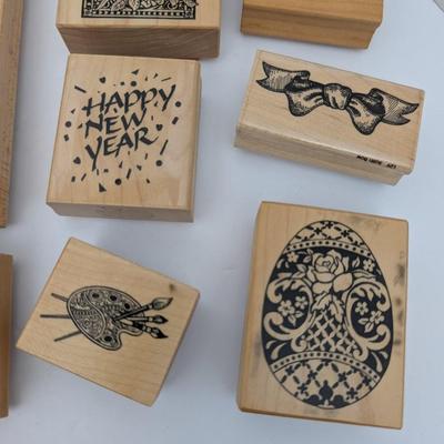 Lot Rubber Stamps Sympathy Birthday Holiday Sentiments Faces Patterns Crafting Supplies