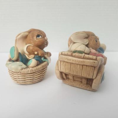 Pendelfin Stonecraft Rabbits 2pc Little Joe Basket + Barrow Boy England