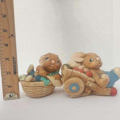 Pendelfin Stonecraft Rabbits 2pc Little Joe Basket + Barrow Boy England