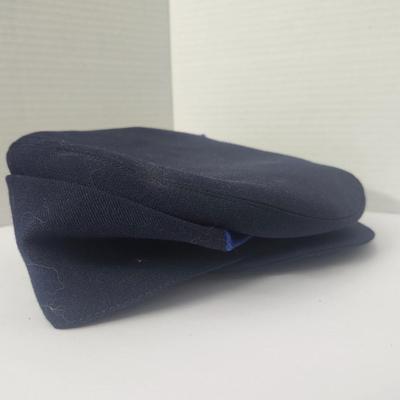 Vintage Navy Blue Civil War Style Kepi Hat with Blue Piping Brass Button Trim