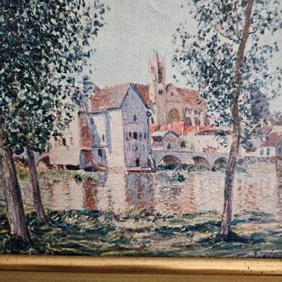 Alfred Sisley 'The Loing at Moret, September Morning' Framed Canvas Print (B1C-JS)