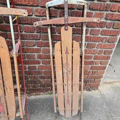 Three Vintage Flexible Flyer Sleds (G-JS)