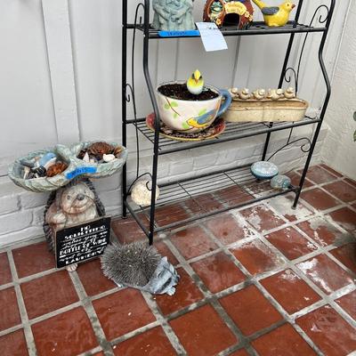 Metal Plant Shelf and Garden Decor