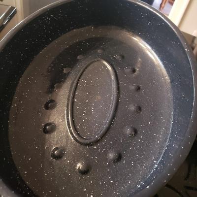 Three Enameled Roasting Pans, Wilton Armetale Platter & More (K-KD)