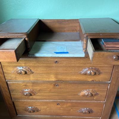 Walnut Chest of Drawers with Carved Pulls & Handkerchief Drawers