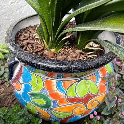 Sold Talavera Planter With Live Orchid