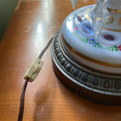 Victorian Glass lamp Bohemian Overlay Cranberry Mantle Lustres