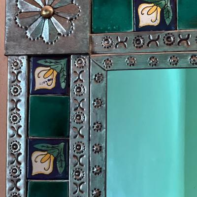 Square Tin and Tile Mirror