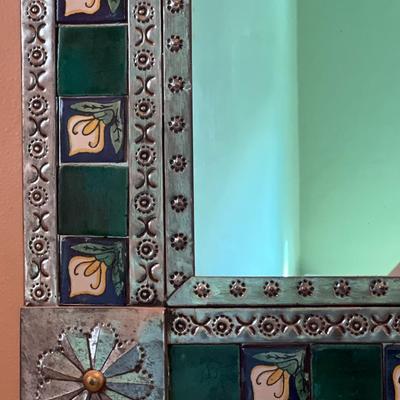 Square Tin and Tile Mirror