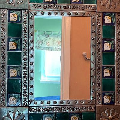 Square Tin and Tile Mirror