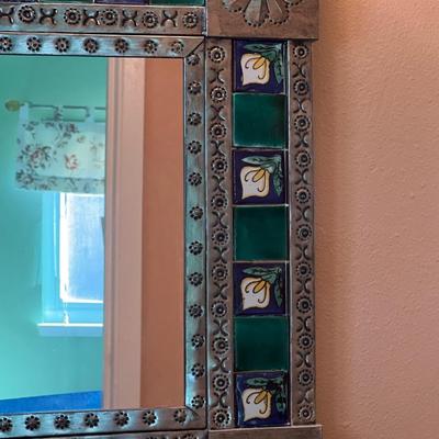 Square Tin and Tile Mirror