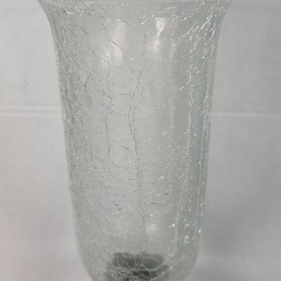 Vintage Brass Candlestick with Crackle Glass Hurricane Shade – Ornate Lacquered Indian Brass Accent