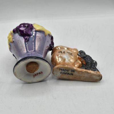 LOT 20: Vintage Silent Sam Adamson's Adventure Cartoon Character Salt Shaker, Vintage Ashtray Porcelain Baby on Bed Pan, and More