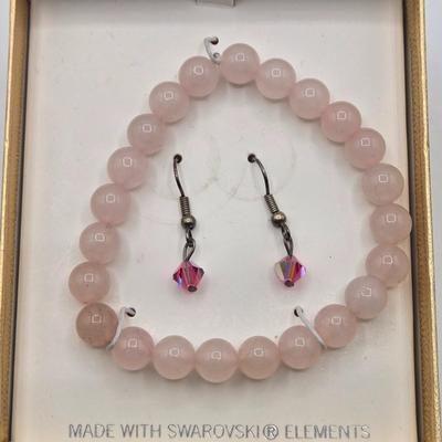 LOT 25J: Two Bracelet and Earrings Sets Made with Swarovski Elements, Liz Claiborne Black Teardrop Necklace with Matching Earrings, and More
