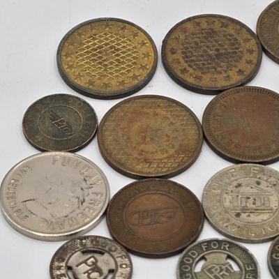 LOT 26J: Vintage Lottery Tickets, Collection of Euro Coins, and Philadelphia Transit Tokens