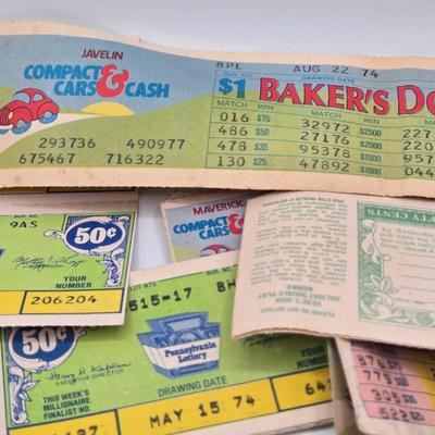 LOT 26J: Vintage Lottery Tickets, Collection of Euro Coins, and Philadelphia Transit Tokens