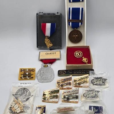 LOT 27J: Original NATO Former Yugoslavia Medal , Indianapolis 500 Pins, Avon Calling Pin, and More