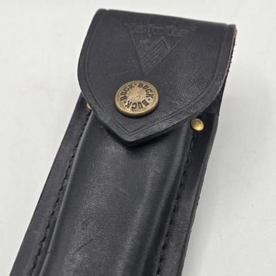 LOT 31J: NIB 3 Pocket Knives with Eagle Design, Buck Knife with Case, and More