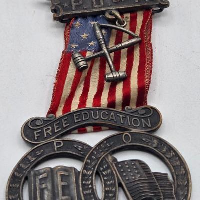 LOT 37J: Patriotic Order of the Sons of America (P.O.S. of A.) Free Education Medals